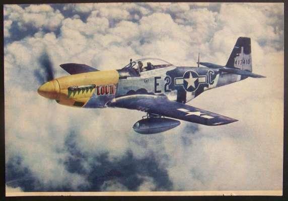 P-51 Mustang WWII Fighter 1945 vintage color PIN-UP