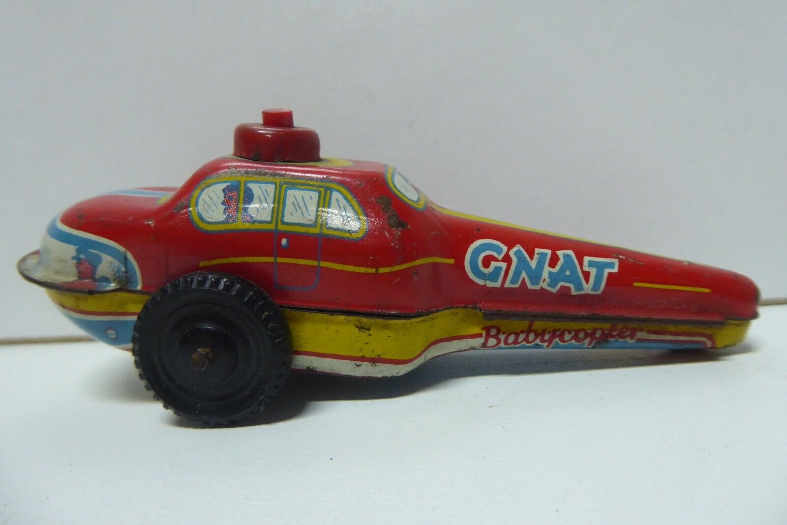 VINTAGE TIN PLATE GNAT HELICOPTER TOY MADE IN ENGLAND