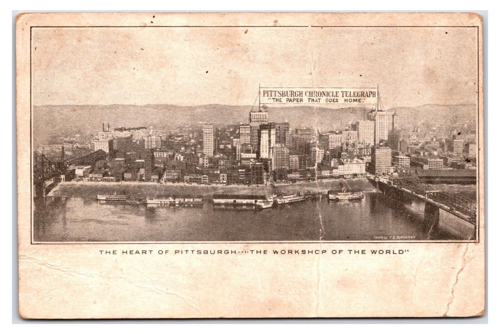 Antique Early 1900s - Heart of Pittsburgh, Pennsylvania Postcard (UnPosted)