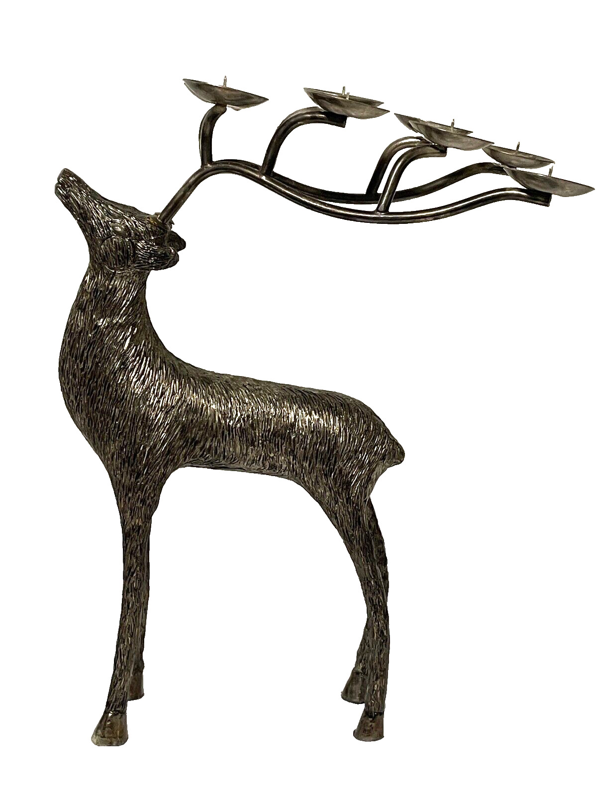 Bronze Color Metal Candle Holder 18” Candelabra Reindeer