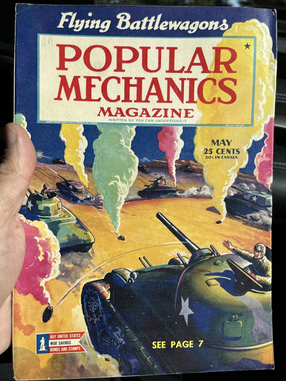 May 1943 Popular Mechanics Flying Battlewagons Sherman Tank w colored smoke VG