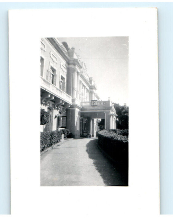 Vintage Photo 1943, USO House San Juan PR, 3.5x2.5, Black White