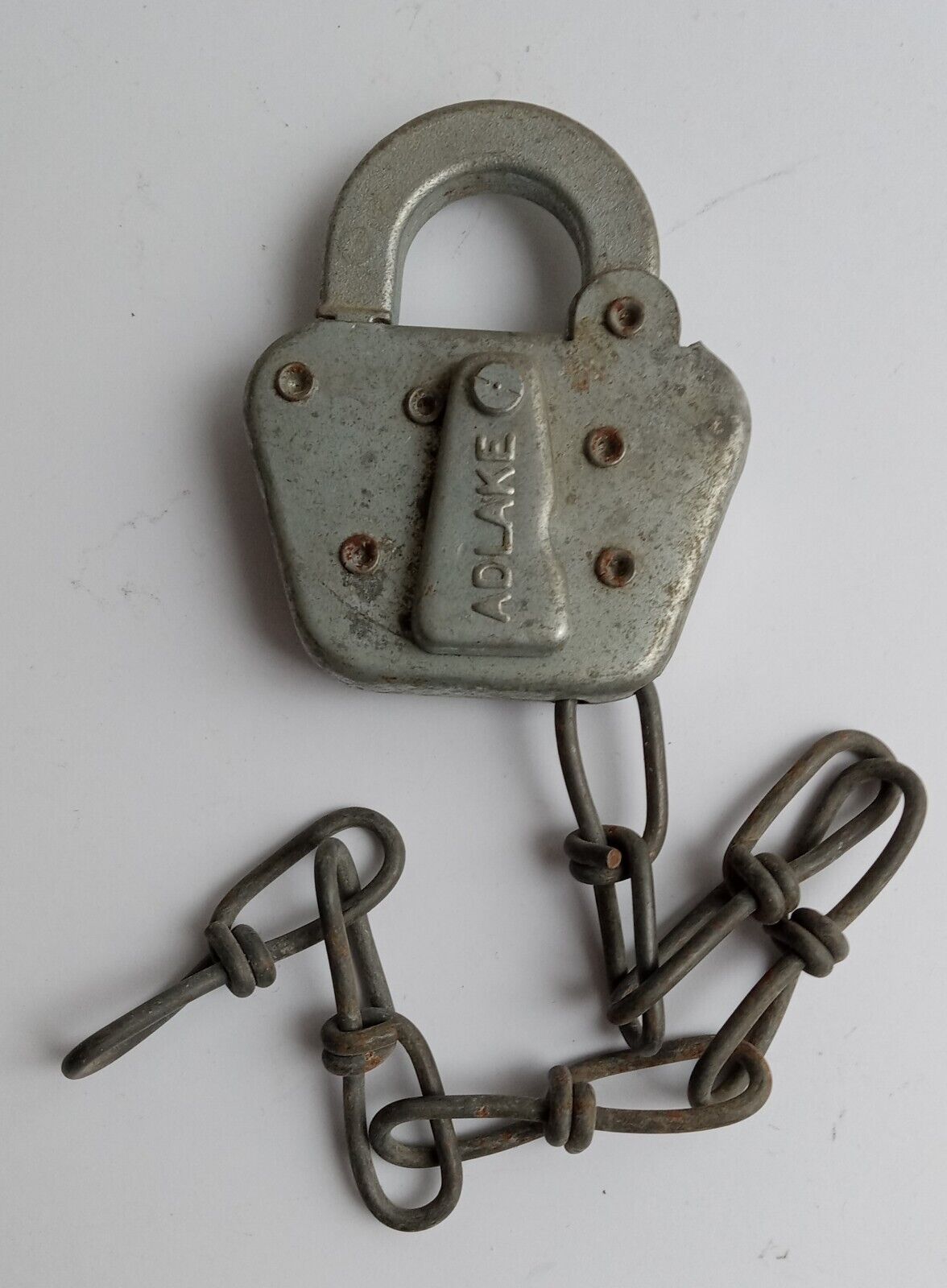 Vintage ADLAKE Padlock CR  with Chain~ No Key