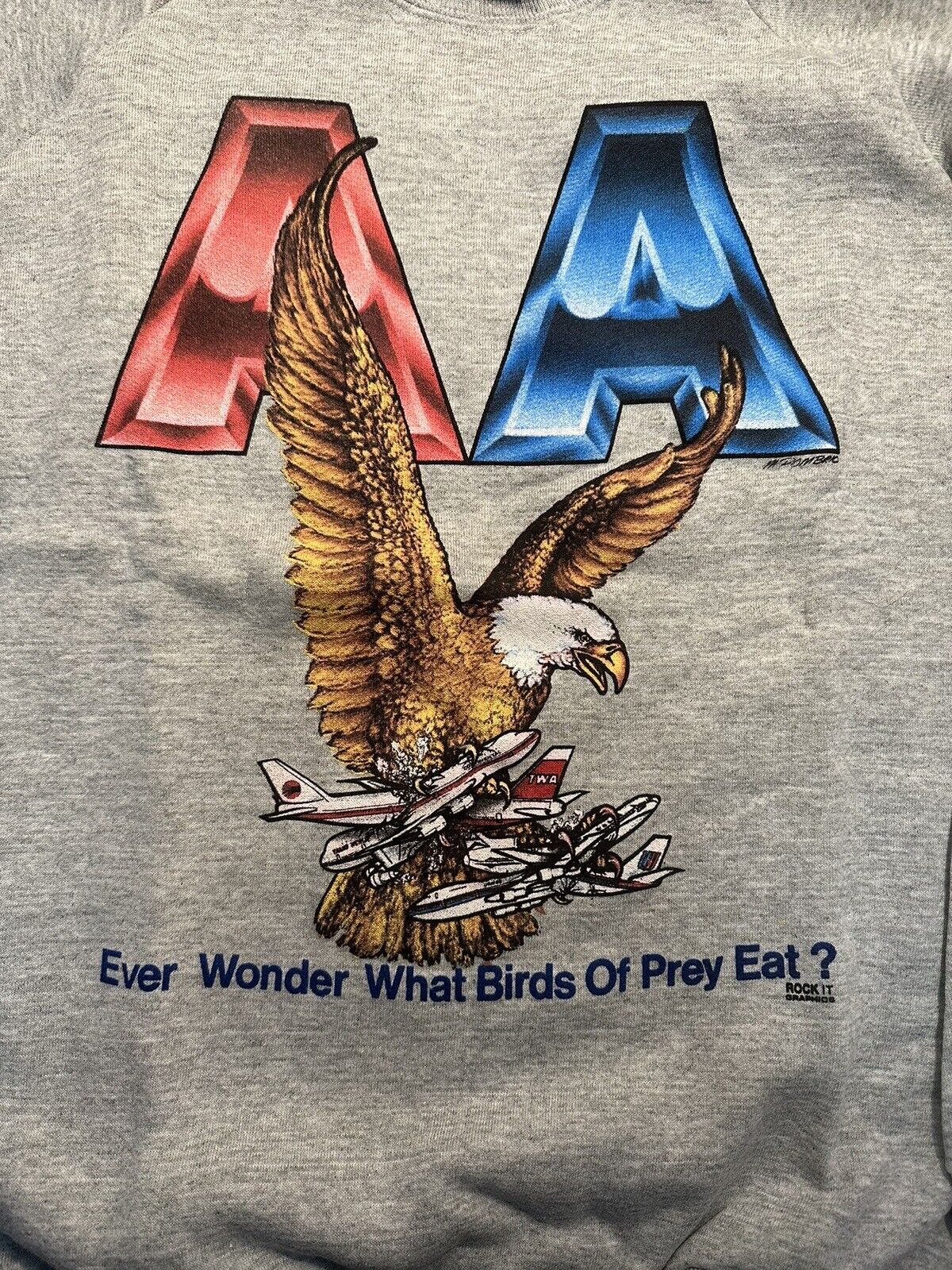 Vintage American Airlines Sweatshirt 80s 90s Never Worn Birds Of Prey 747 Eagle