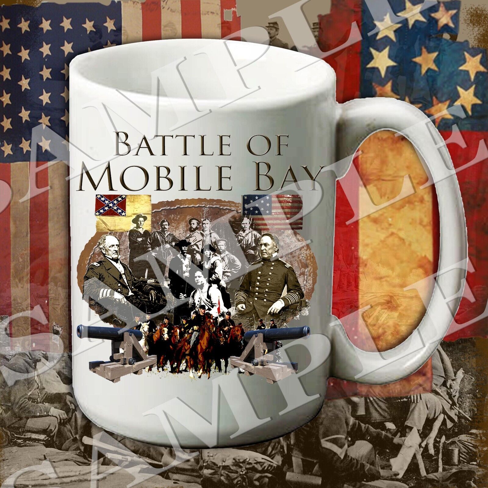 Battle of Mobile Bay 15-ounce American Civil War themed coffee mug