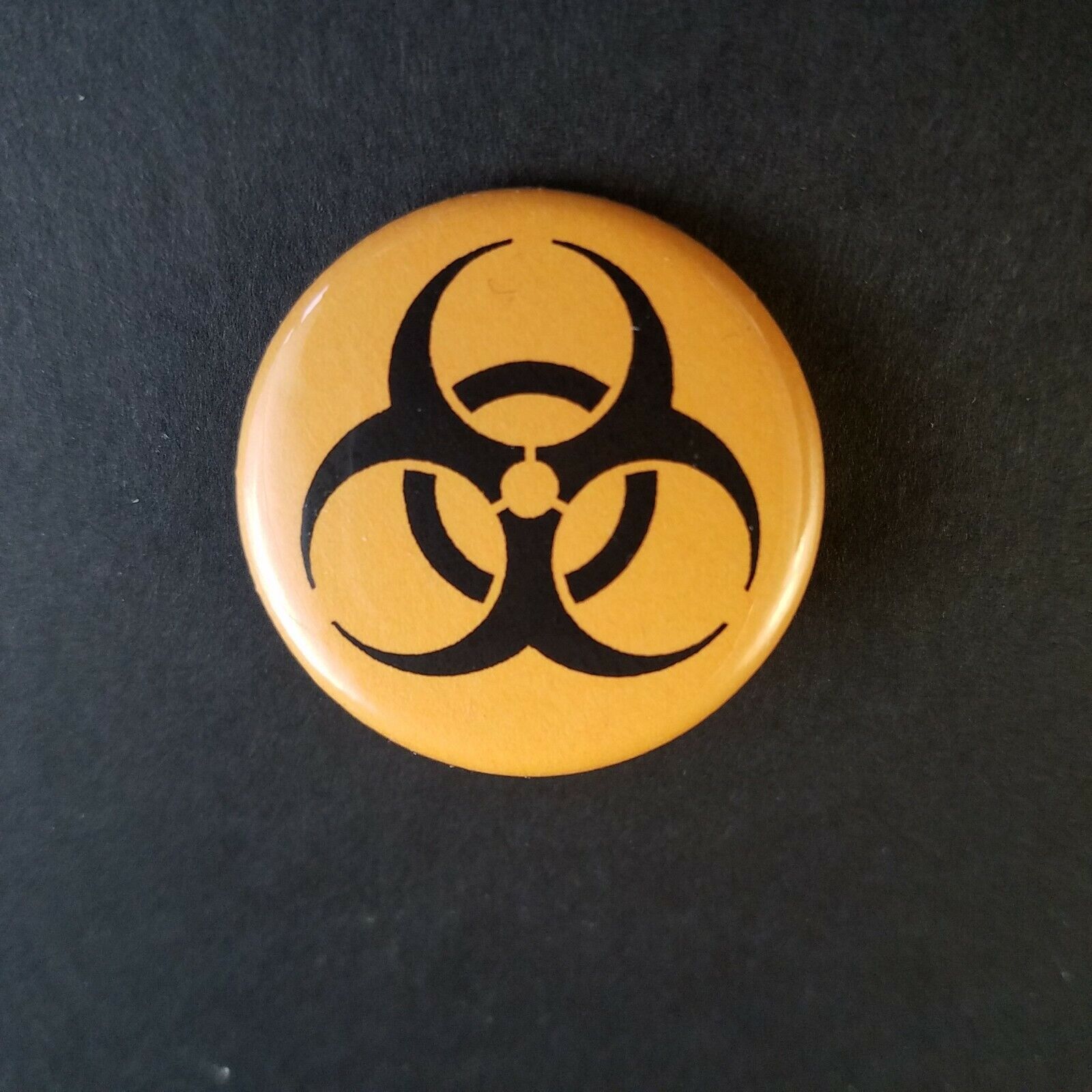 2 pc. Biohazard Warning Sign Pin Back Button / Biological Hazard Symbol Badge