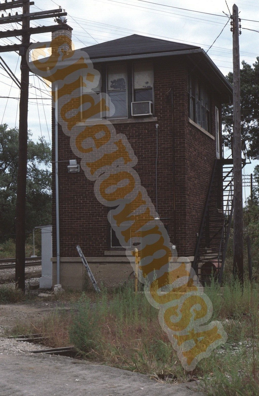 Vtg 1986 Train Slide Railroad Tower Griffith IN X1Q025