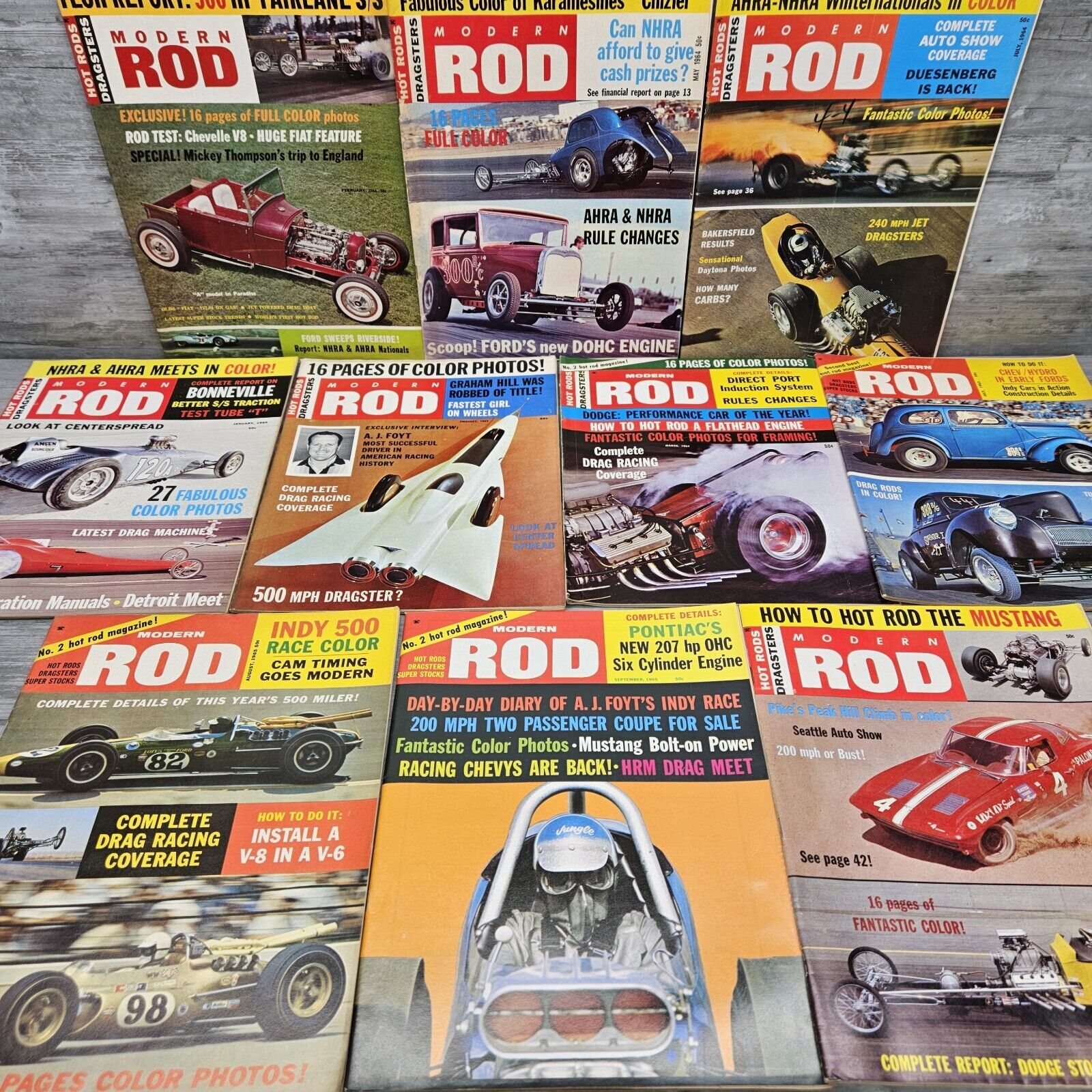 MODERN ROD Magazine Lot (10) 1960s Hot Rods Drag Racing Custom Chevy Ford Dodge