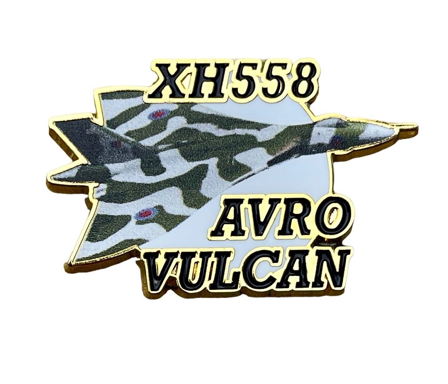 XH558 AVRO Vulcan Jet Bomber Airplane 1.5 inch Gold Tone Pin EE62327 F7D9V
