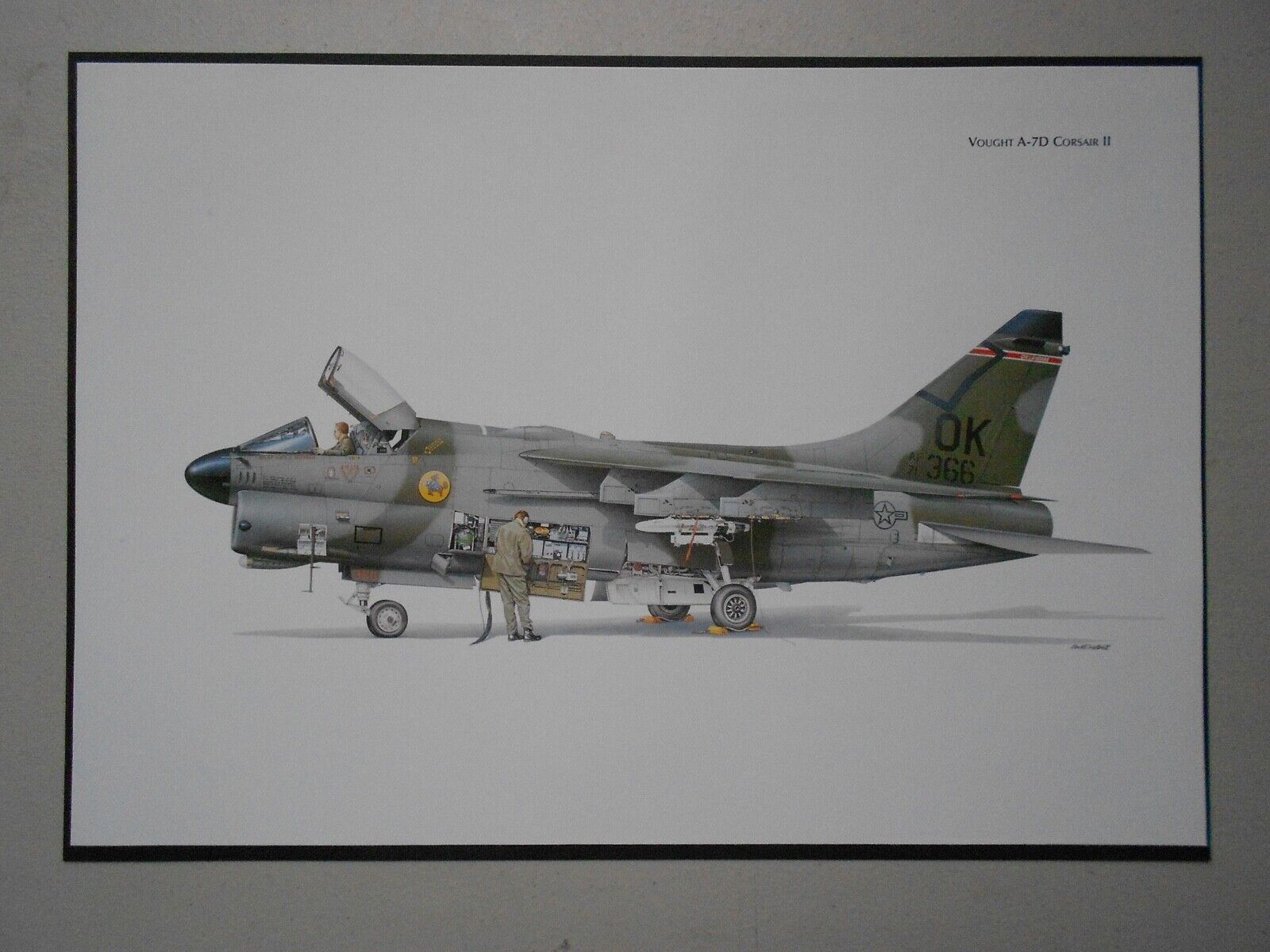 MILITARY AVIATION PRINT : VOUGHT A-7D CORSAIR II -125 TACTICAL FIGHTER SQN 1990s