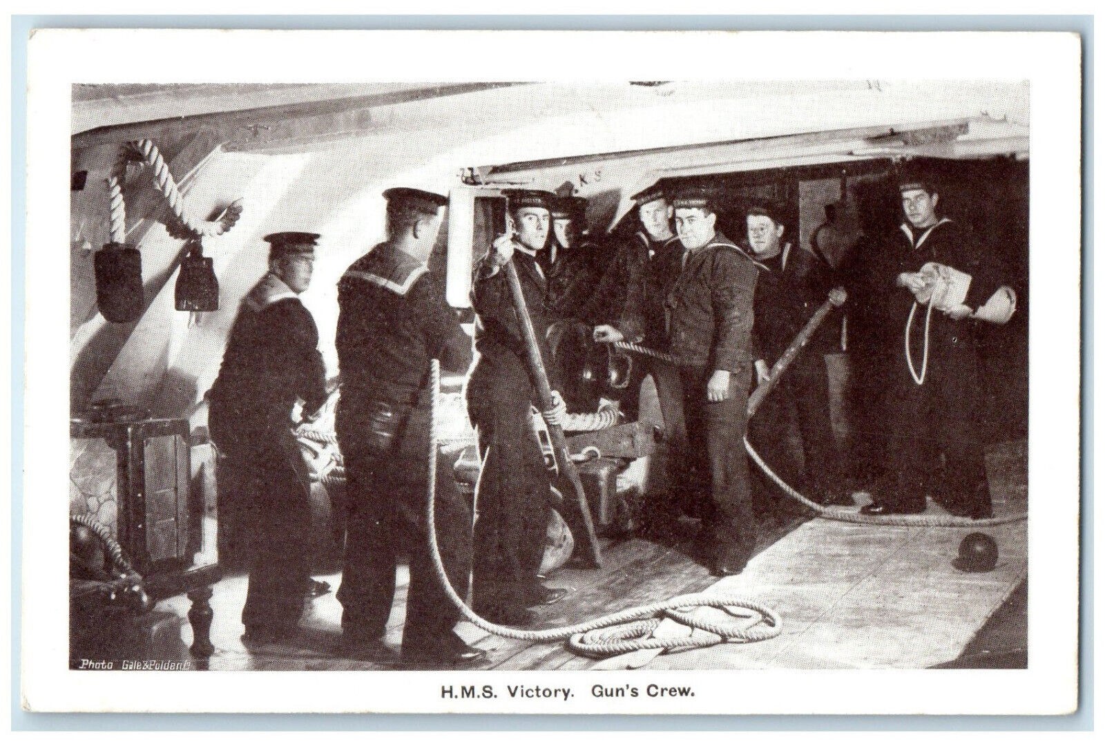 c1940\'s H.M.S. Victory Gun\'s Crew British Navy Portsmouth England Postcard