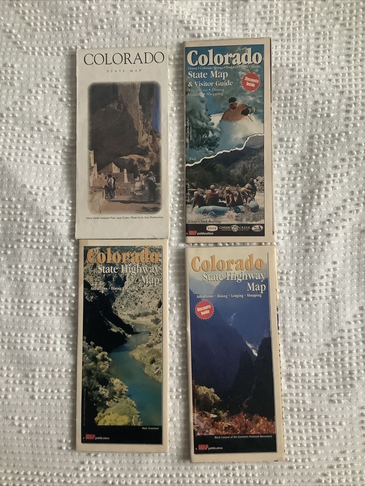 Lot Of 4 Vintage Colorado State Highway Visitor Guide Map Travel