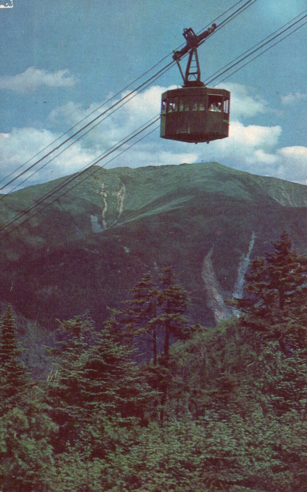 Postcard NH Franconia Notch Cannon Mountain Aerial Tramway 1952 Chrome PC H4251