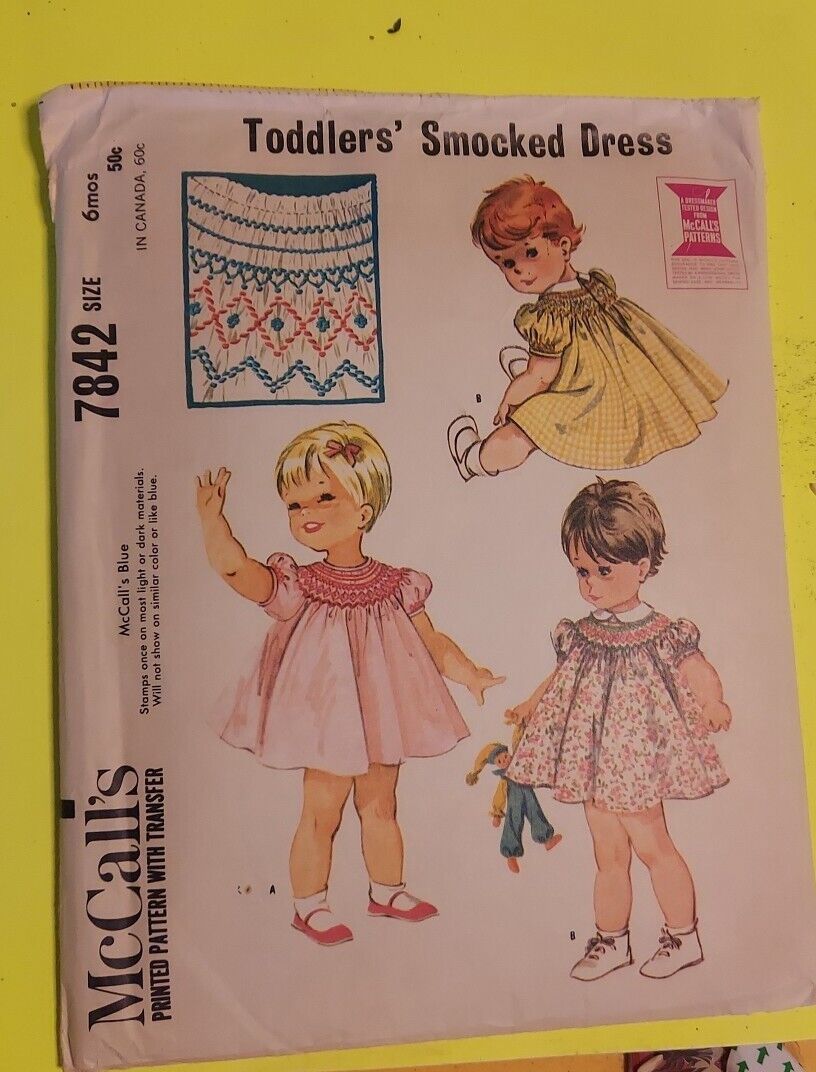 Vintage McCall's Pattern 7842 - 1965 Toddler’s smocked dress  - 3 Year