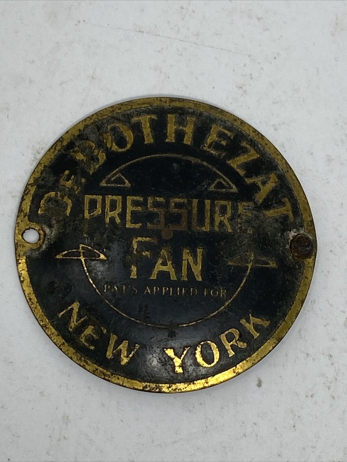 Antique De Bothezat Pressure Fan Metal Nameplate Tag Identification New York