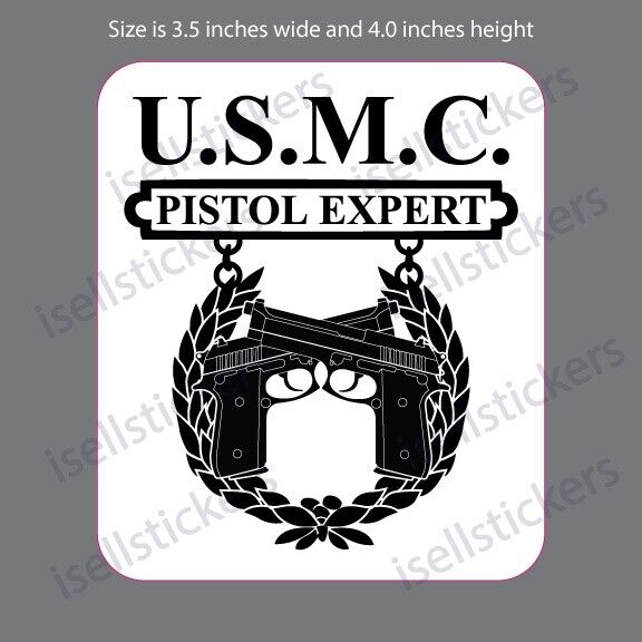 MA-3270 Marine Pistol Expert Badge Military Ver2 Semper Fi Bumper Sticker Decal