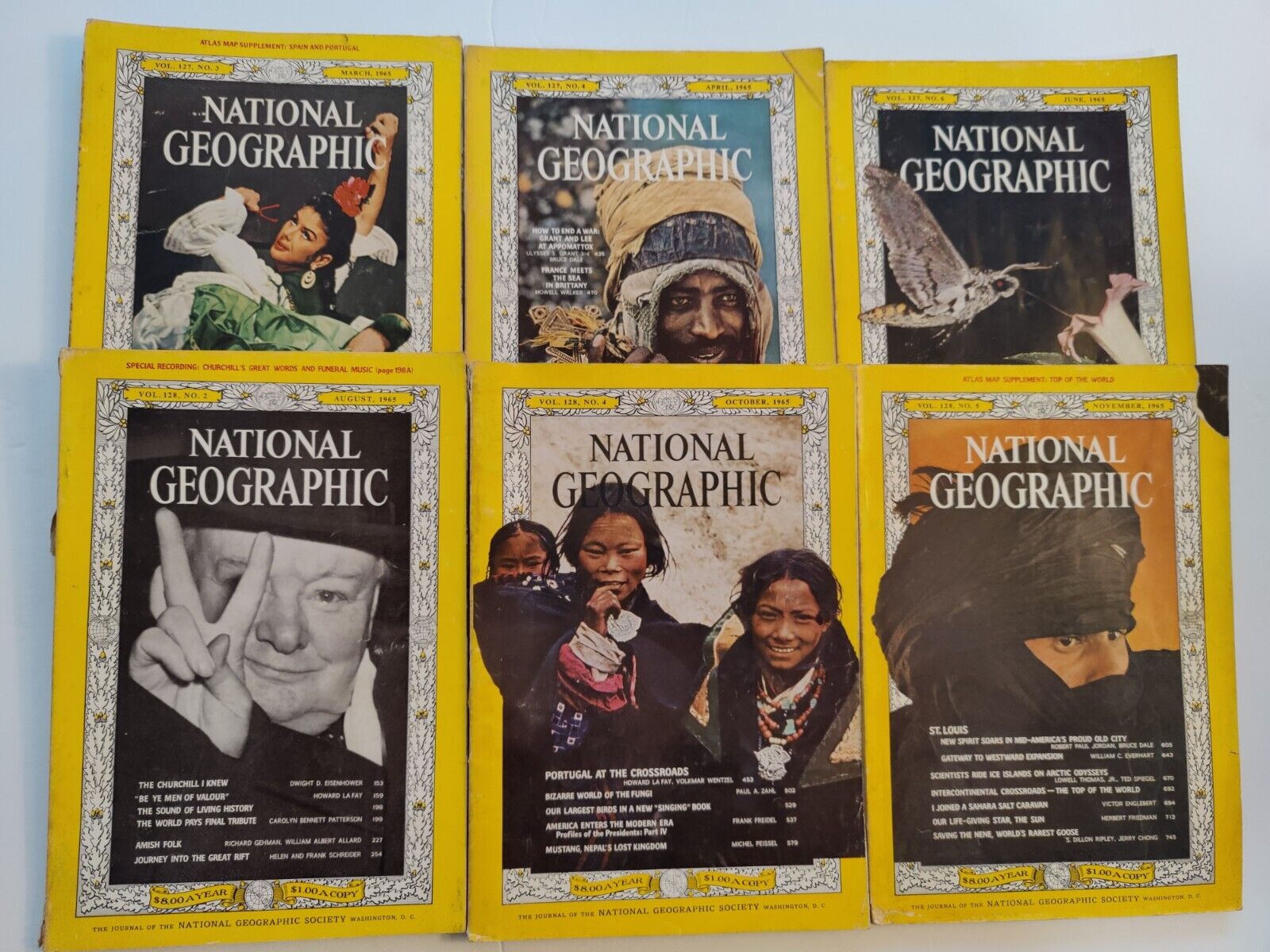 1965 National Geographic Magazine Lot Of 6