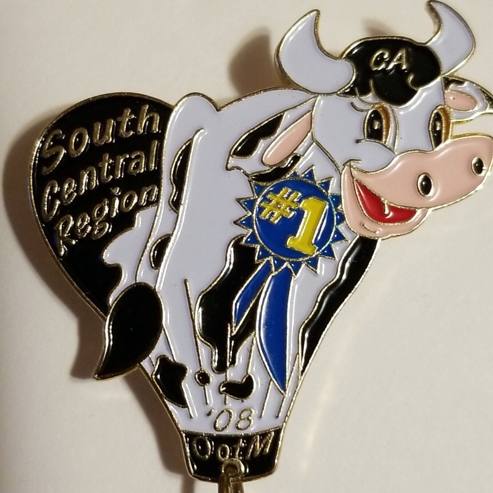 CA OOTM PIN💥 ODYSSSEY OF THE MIND 2008💥SOUTH CENTRAL REGION BLUE RIBBON COW OM