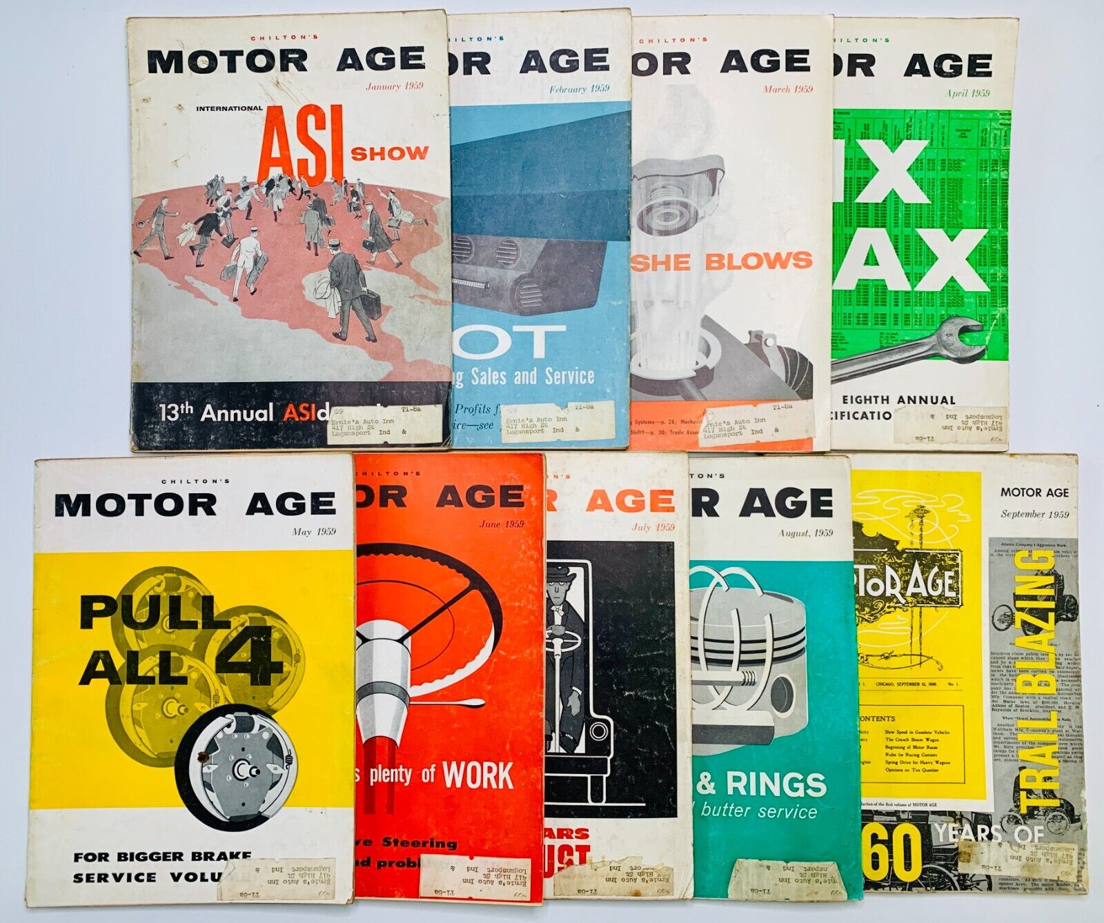 Vintage Chilton's Motor Age Magazine Lot of 9 1959 Automotive Service