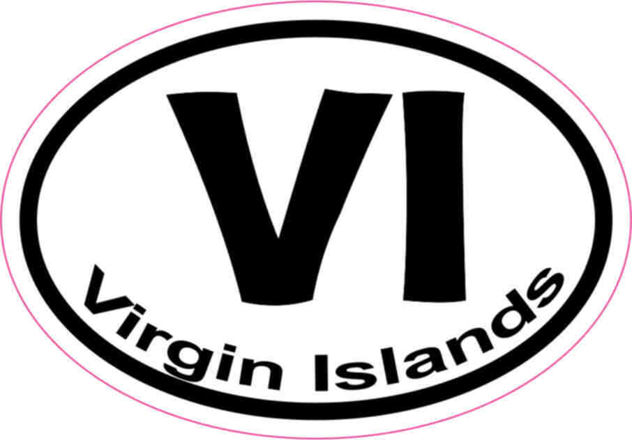 3X2 Oval VI Virgin Islands Sticker Vinyl Vehicle Window Stickers Bumper Decal