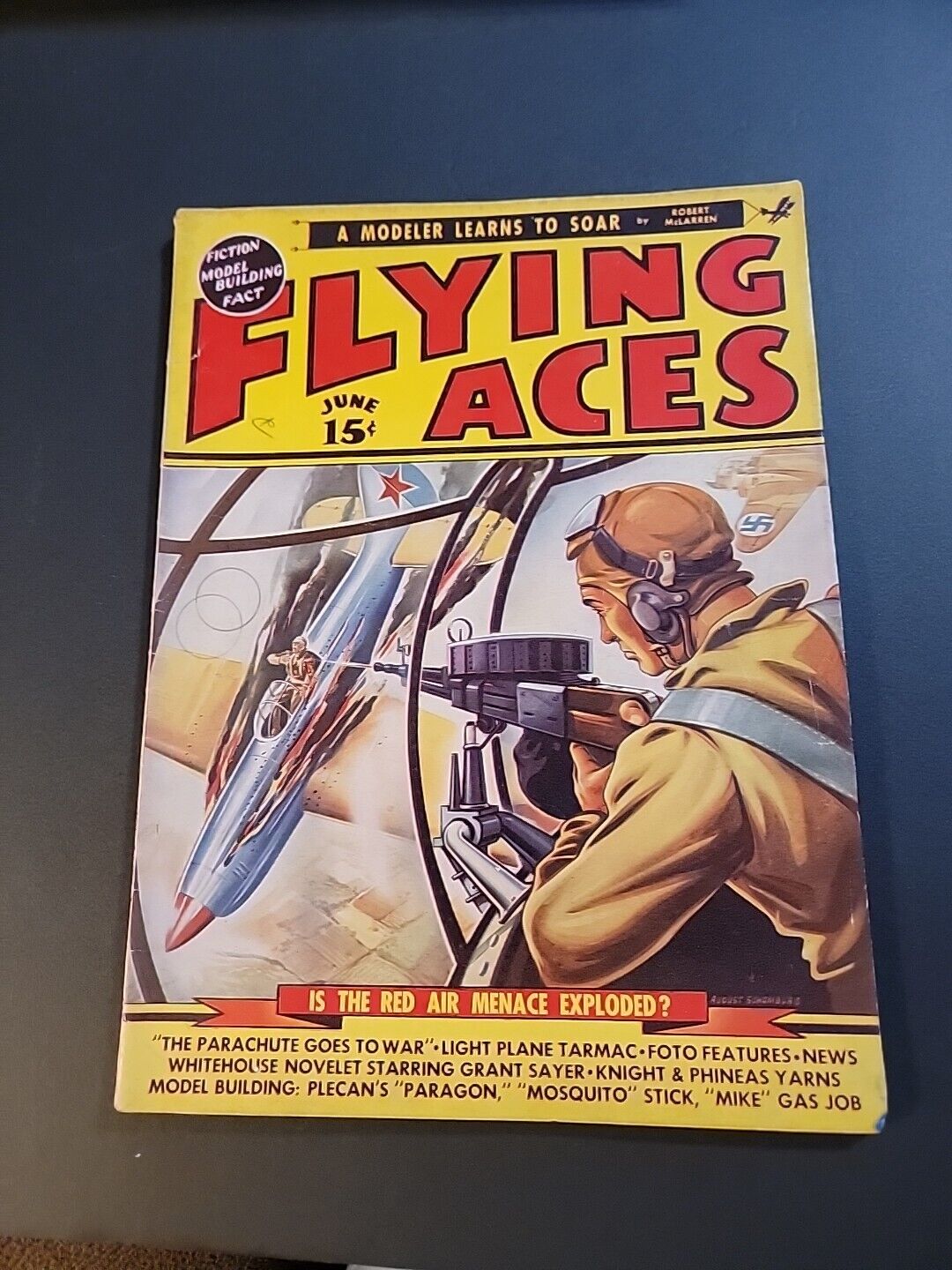 WW2✈️ 1940 JUNE FLYING ACES MAGAZINE ILLUSTRATED FRONT COVER