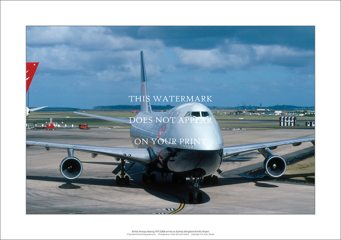 British Airways Boeing 747-236B A2 Art Print – Sydney – 59 x 42 cm Poster