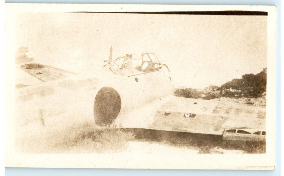 Vintage Photo 1945, Crashed Japan Plane on Beach, 4.5x3