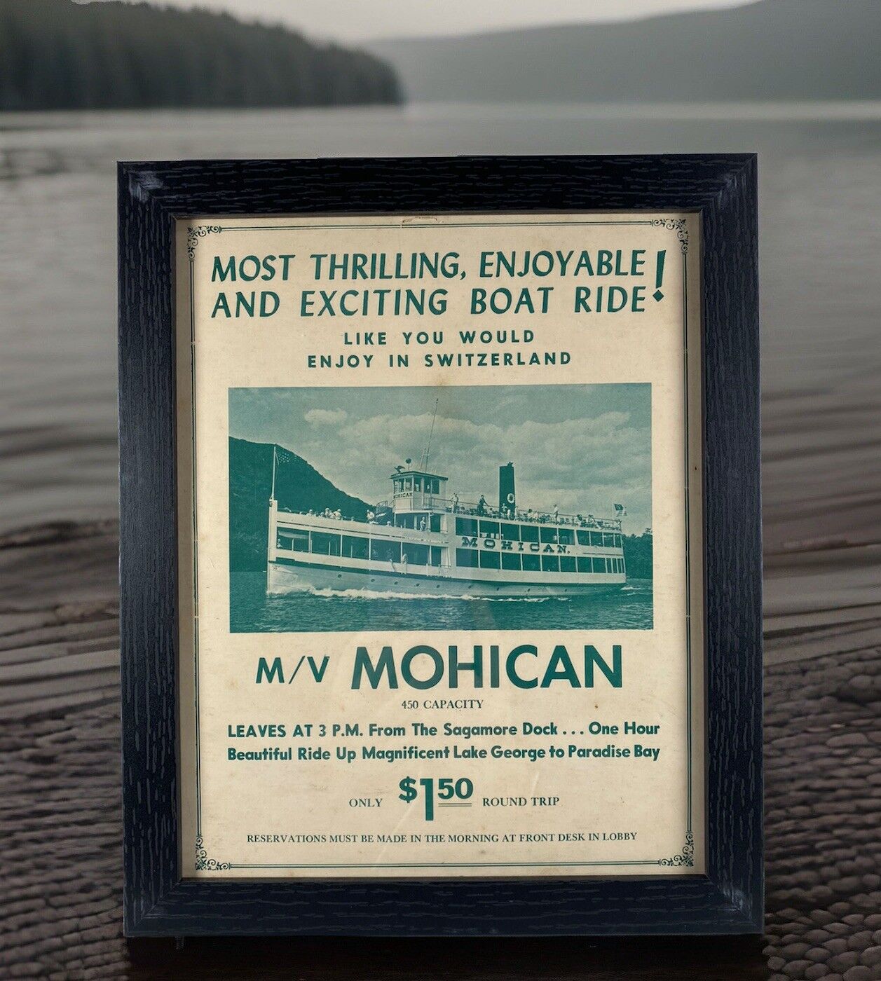 Lake George NY Mohican Steamboat Advertising Sign Sagamore Resort Bolton Landing