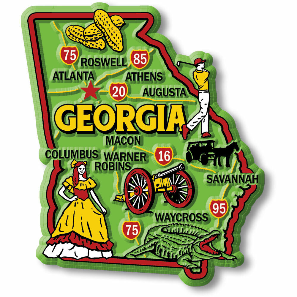 Georgia Colorful State Magnet by Classic Magnets, 2.8