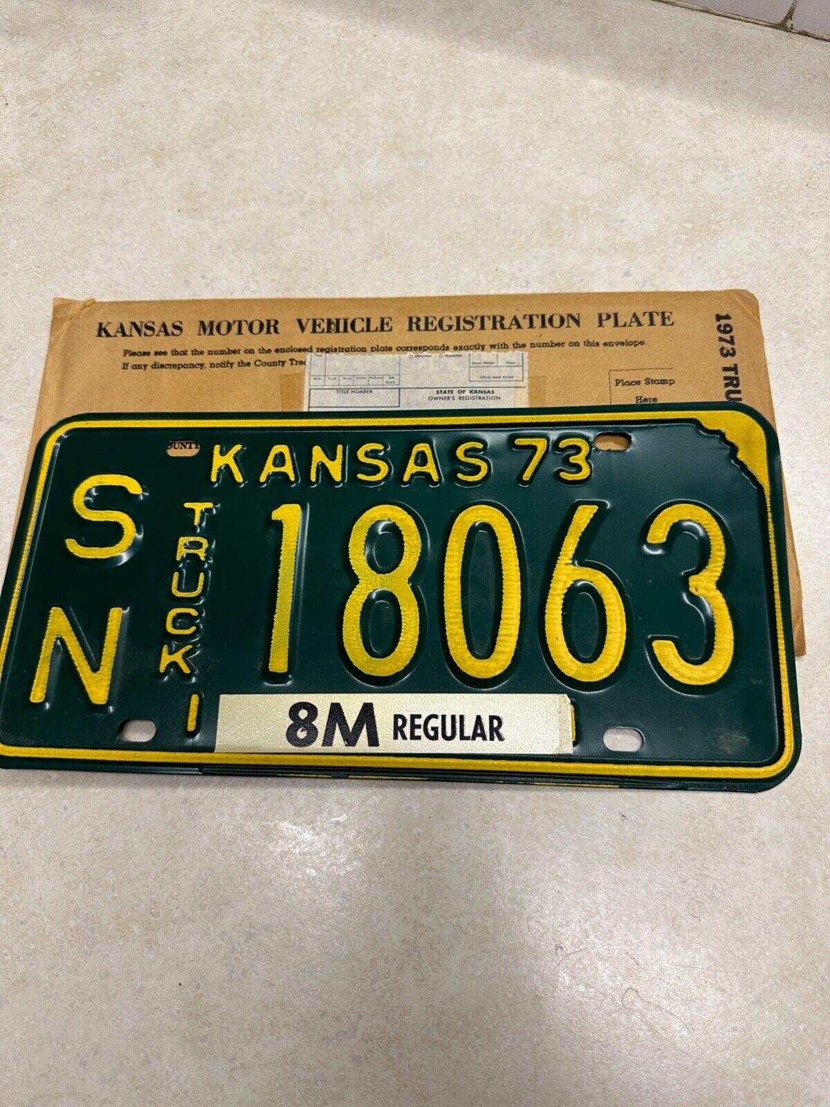 1973 Kansas farm truck license plate Shawnee County - Unused