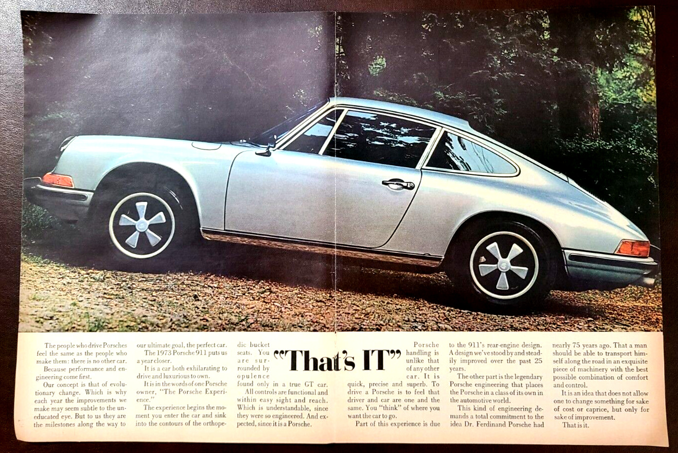 Porsche 911 Original 1973 Vintage Centerfold Print Ad