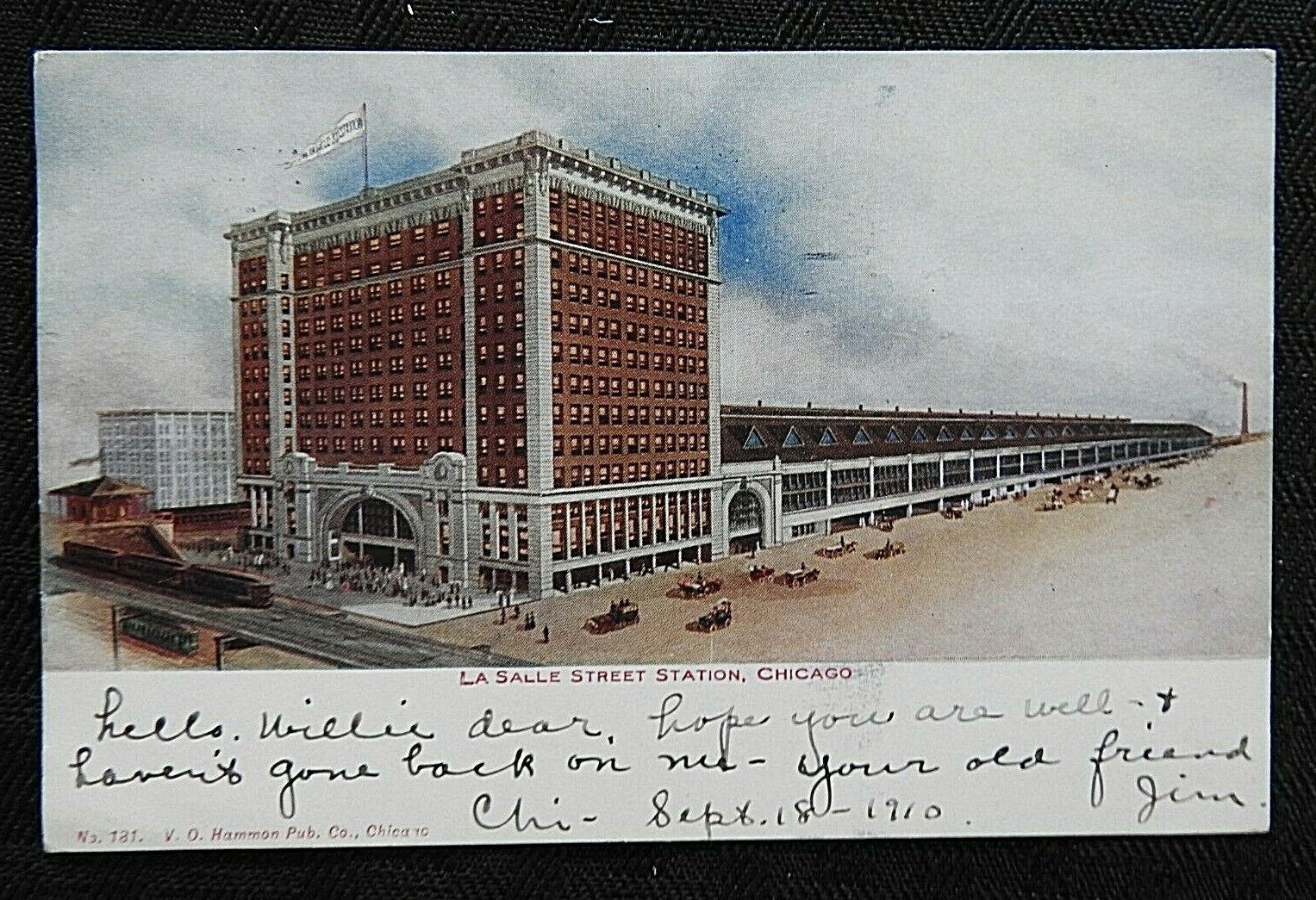 1910 LaSALLE ST TRAIN STATION NEW YORK CENTRAL NICKEL PLATE CHICAGO IL POSTCARD