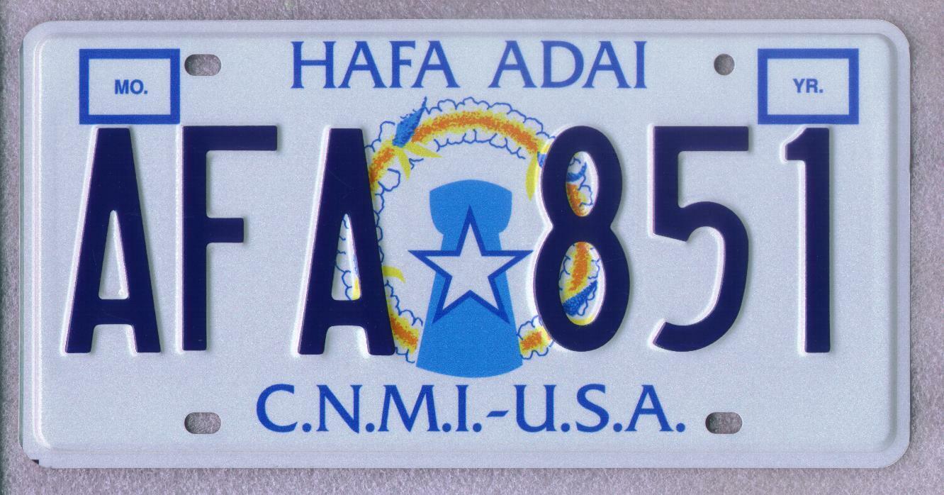 CNMI - COMMONWEALTH of the NORTHERN MARIANAS ISLANDS License Plate MINT~ AFA-851