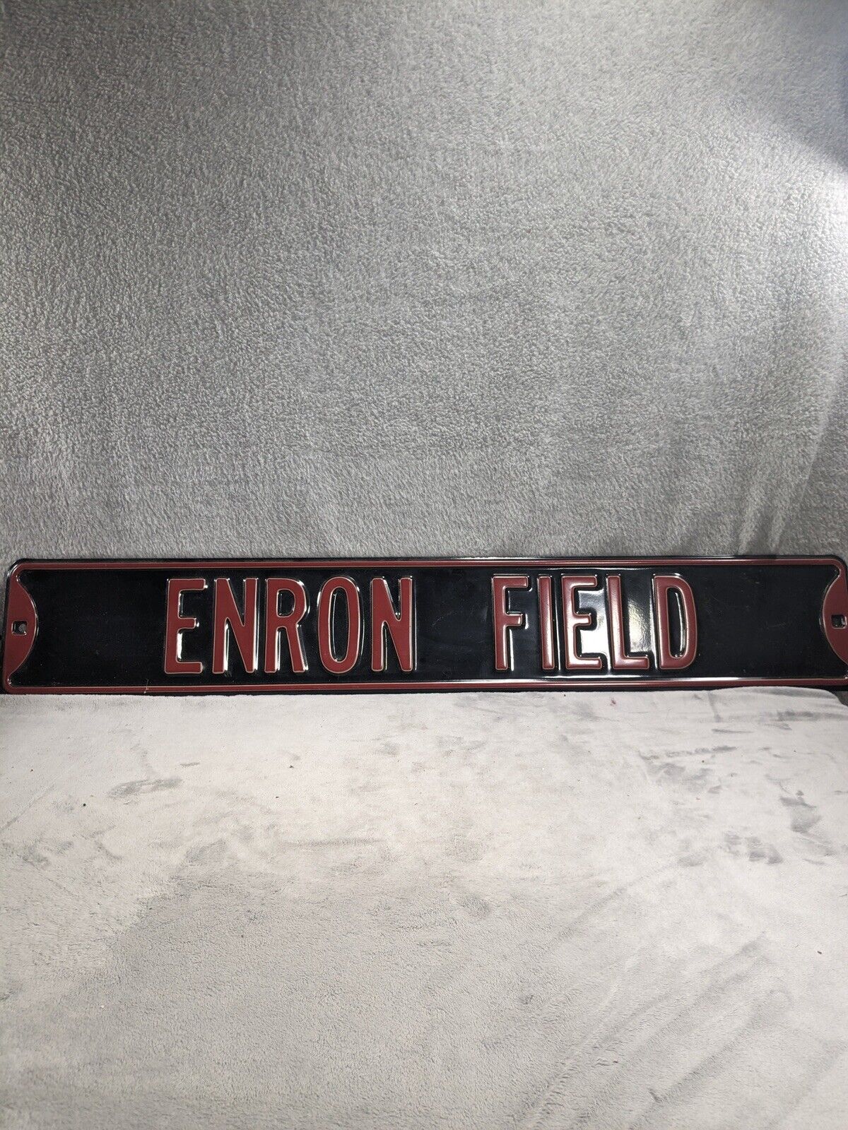 Heavy Metal Enron Field Black And Red Official MLB Sign 35” Long