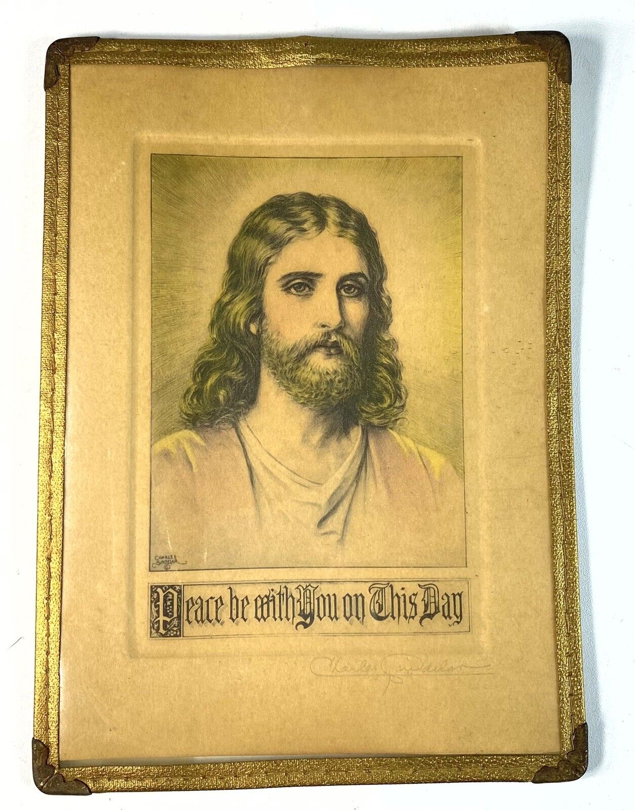 RARE Vintage Saint Germain Jesus Christ Framed Print Charles Sindelar Signed