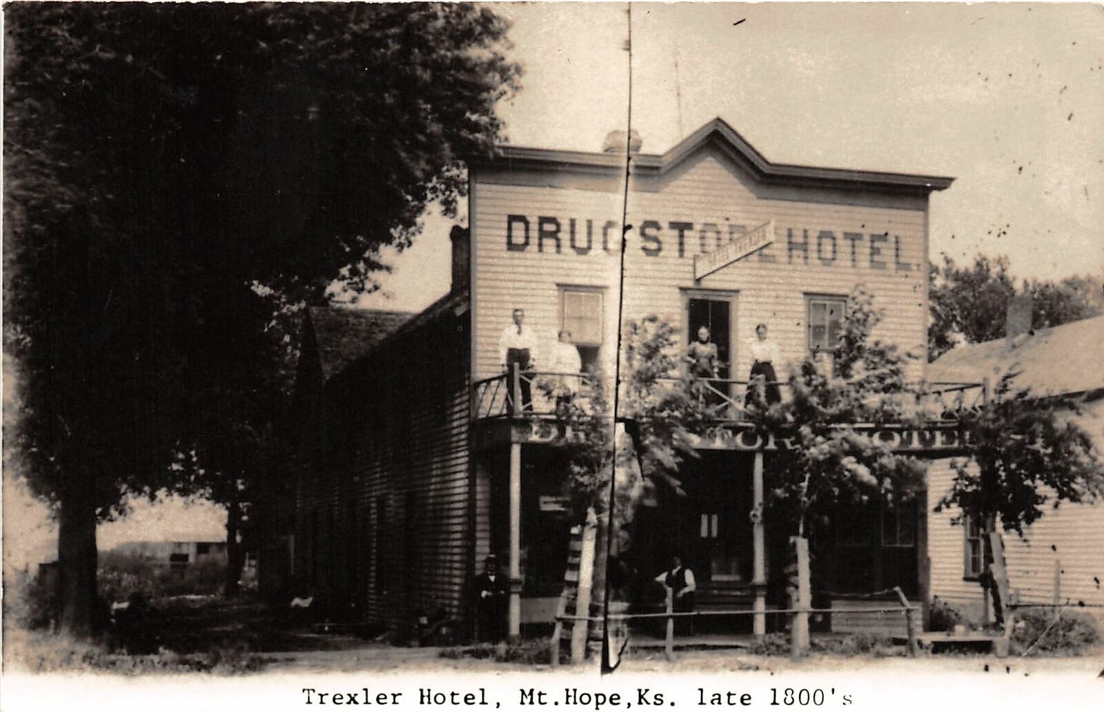 H49/ Mt Hope Kansas RPPC Postcard REPRINT c1950s Trexler Hotel Store 4