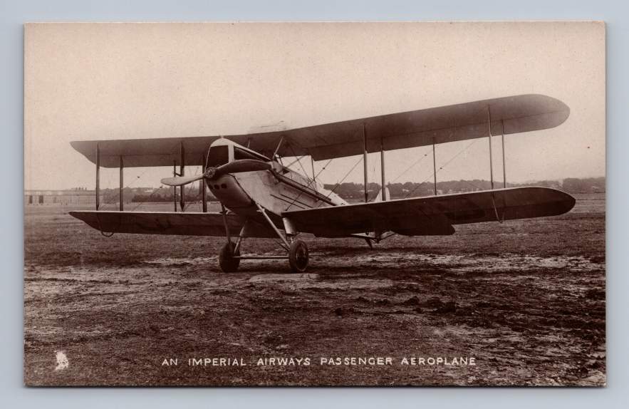 Imperial Airways Airplane RPPC Antique England Airlines Advertising Photo 1910s