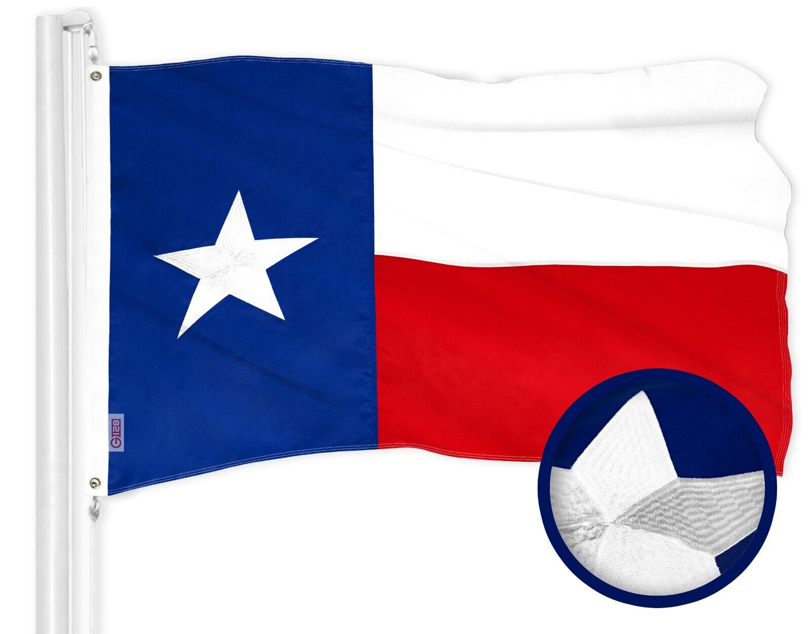 Texas Texan TX State Flag 3x5FT Embroidered Polyester Lone Star By G128