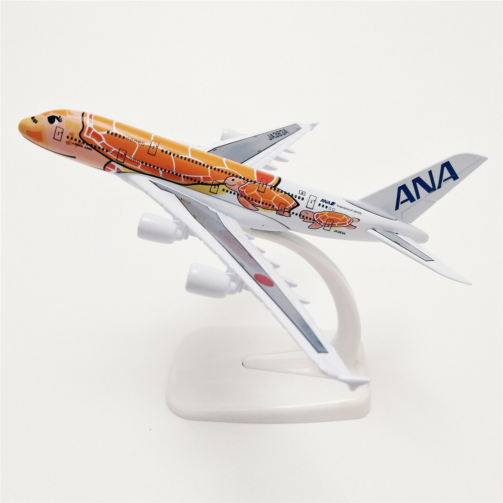 NEW 16cm Airplane Model Plane Air Japan ANA Airlines Airbus A380 Turtle Orange
