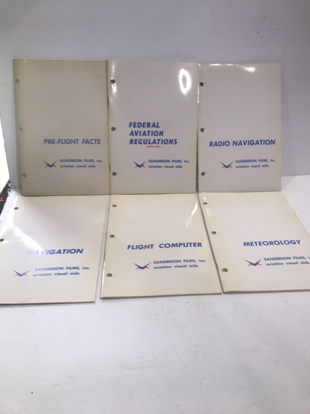 Sanderson films,Inc. aviation visual aids manuals lot (6) radio,meteorology,1963