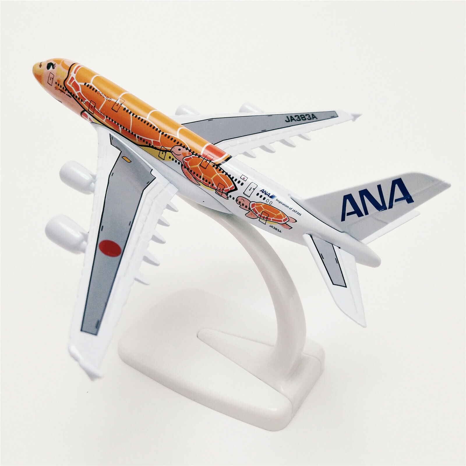 Japan ANA Airlines Airbus A380 Turtle Airplane Model Plane Aircraft Orange 16cm