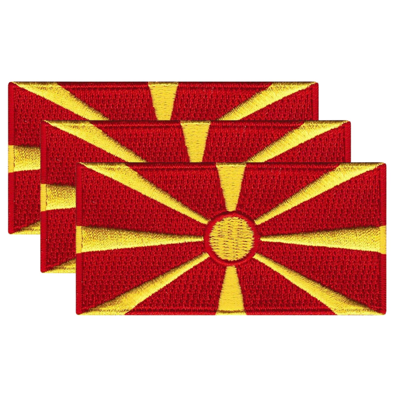 North Macedonia International Country Flag Iron On Patch Embroidered on Badge x3