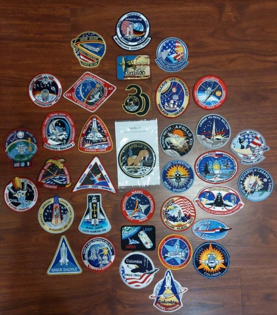 Vtg NASA Patch Collection 35 Total Apollo Spacelab Challenger Columbia Galileo