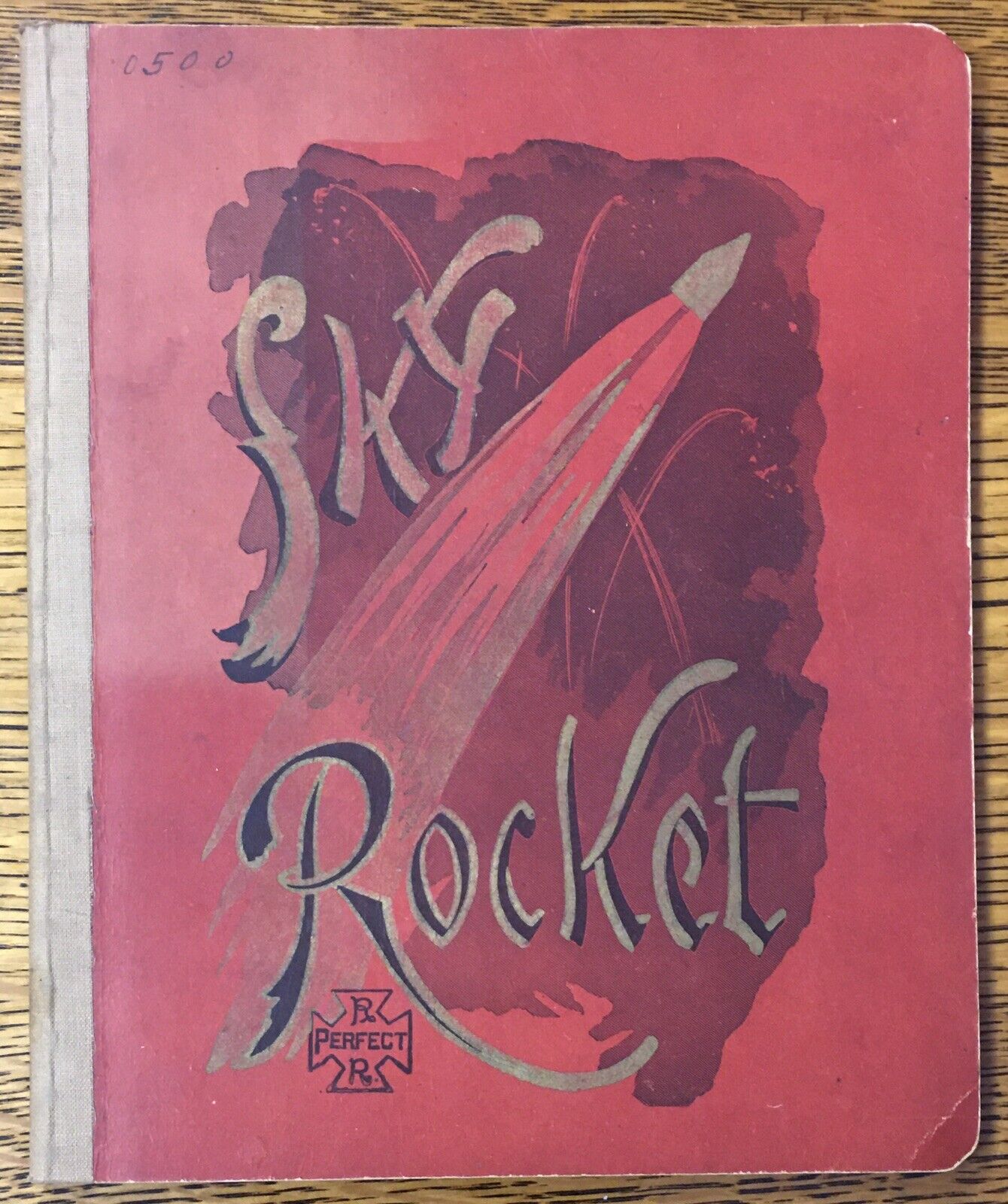 Antique 1890’s Sky Rocket Notebook, Perfect R, Student Ledger, Red