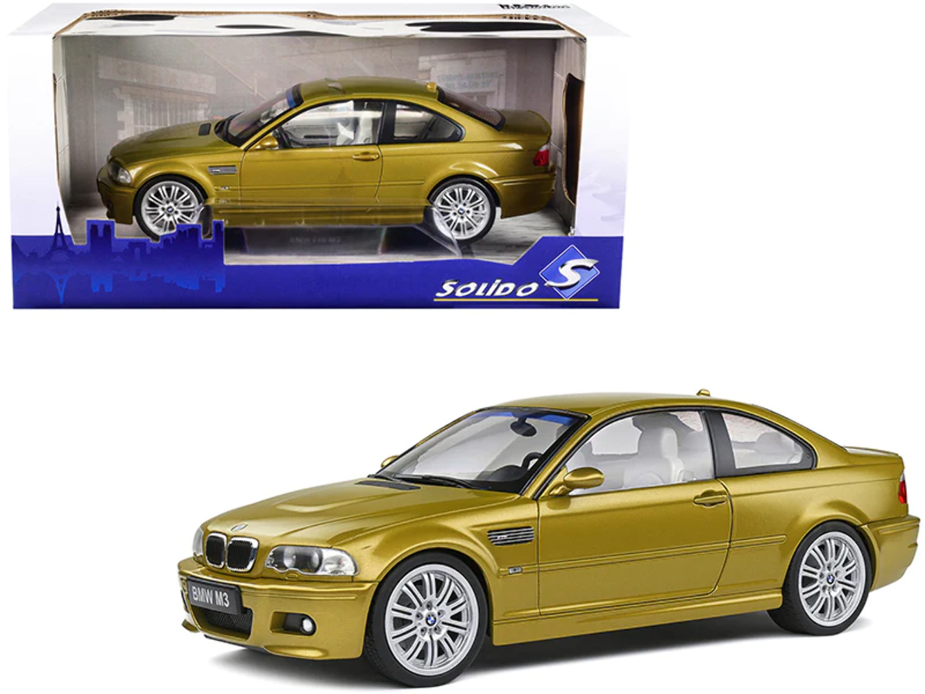 2000 BMW E46 M3 Coupe Phoenix Yellow Metallic 1/18 Diecast Model Car