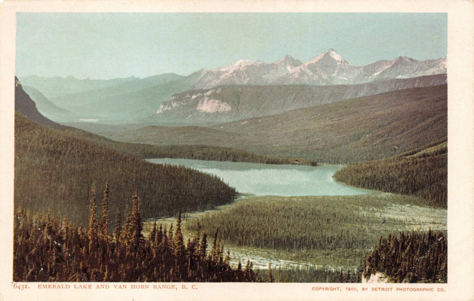Postcard Canadian Rockies British Columbia Emerald Lake Van Horn Range c1902