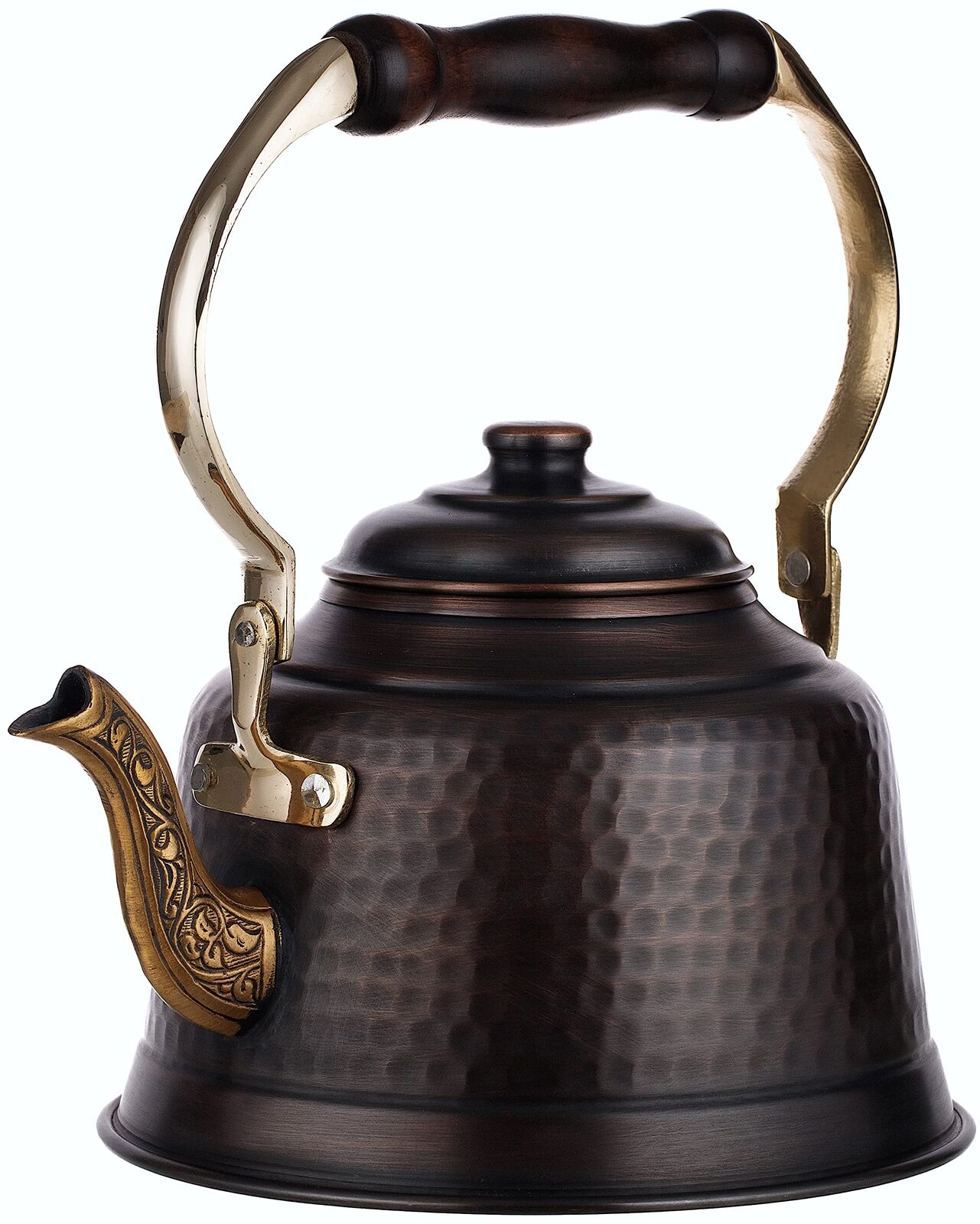 DEMMEX Heavy Gauge 1mm Thick Hammered Copper Tea Pot Kettle Stovetop Teapot A...