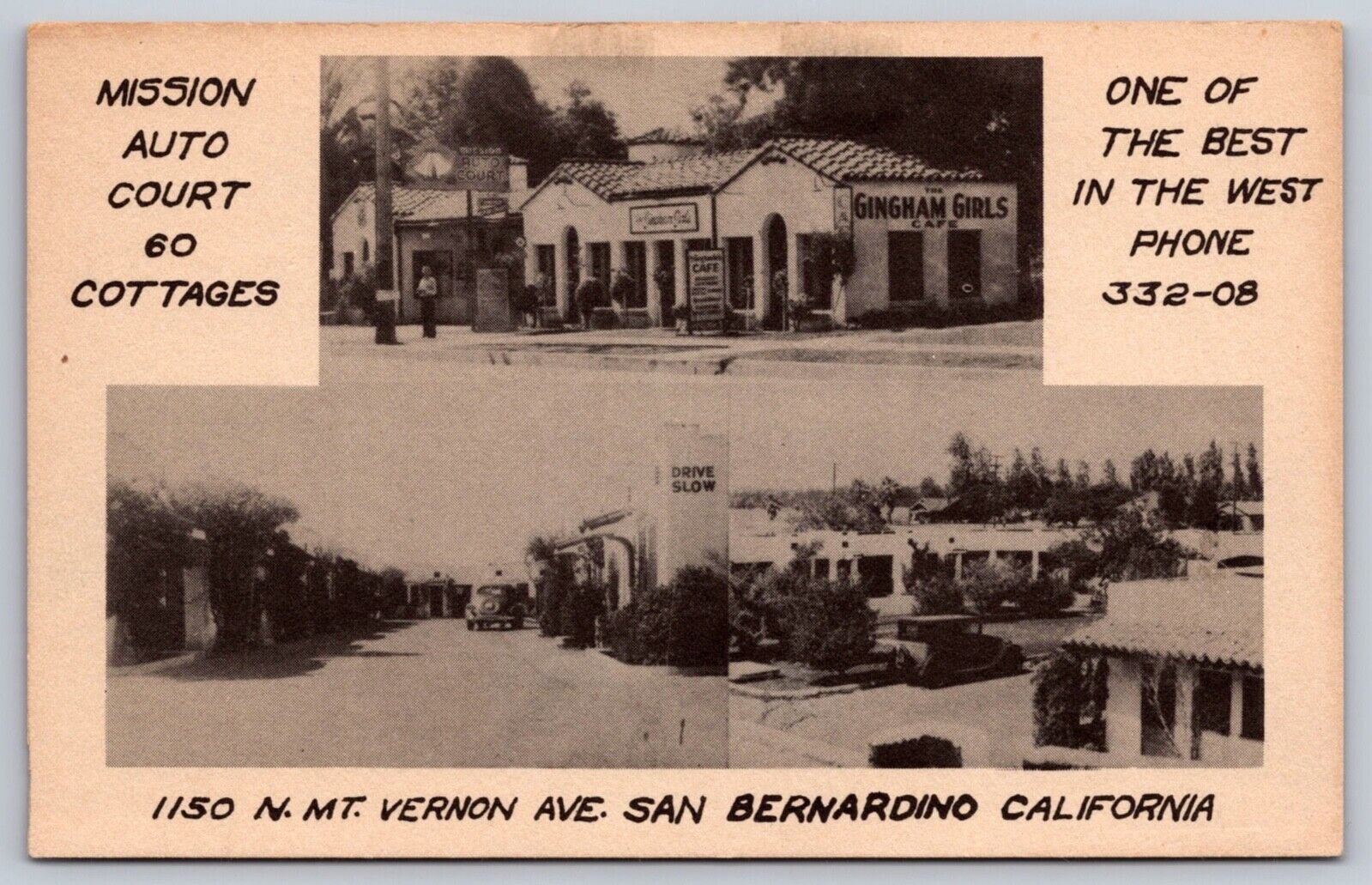 Mission Auto Court San Bernadino, CA Postcard PC 402