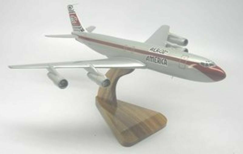 B-707 Aero America B707 Airplane Desktop Kiln Dry Wood Model Replica Small New