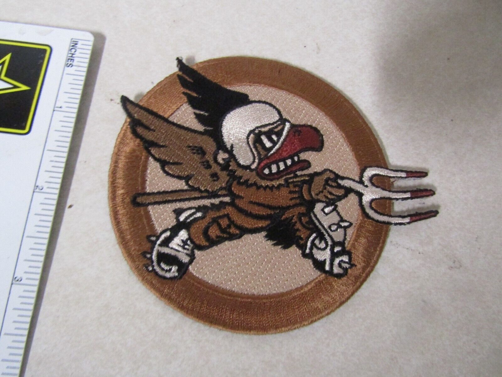 MILITARY PATCH SEW ON OLDER US AIR FORCE 124TH FIGHTER SQUADRON TAN COLORED